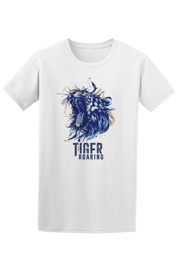 Tiger Roaring Abstract Drawing Tee Men's - Men T-Shirt, Medium