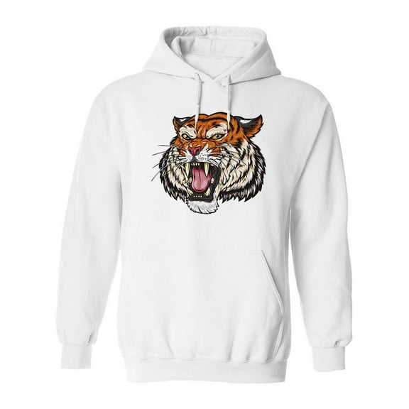Tiger Roaring Design Hoodie Men -Image by Shutterstock, Male XX-Large