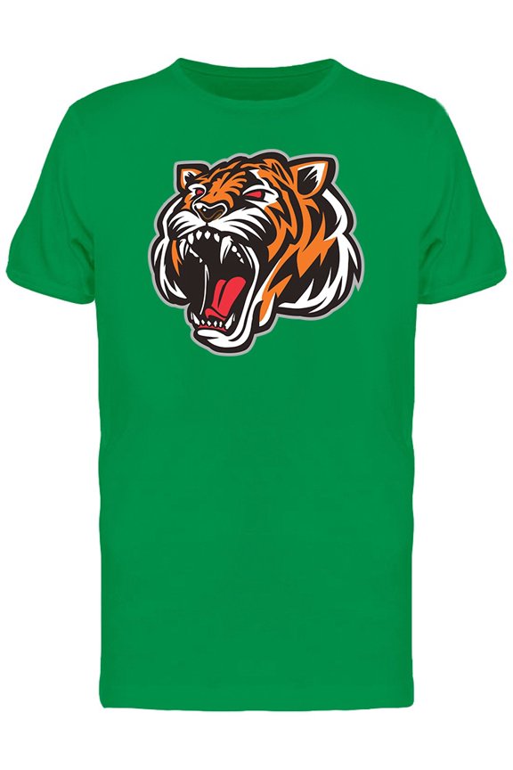 Tiger Roaring Mascot Doodle Tee Men's - Men T-Shirt, Large