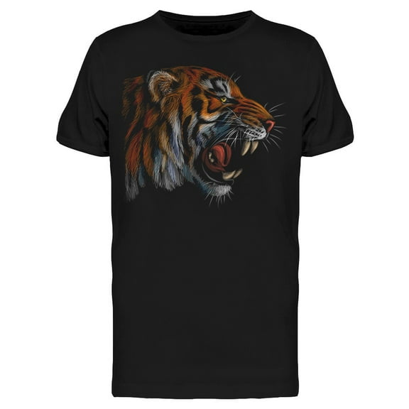 Tiger Roaring Portrait T-Shirt Men -Image by Shutterstock, Male XX-Large