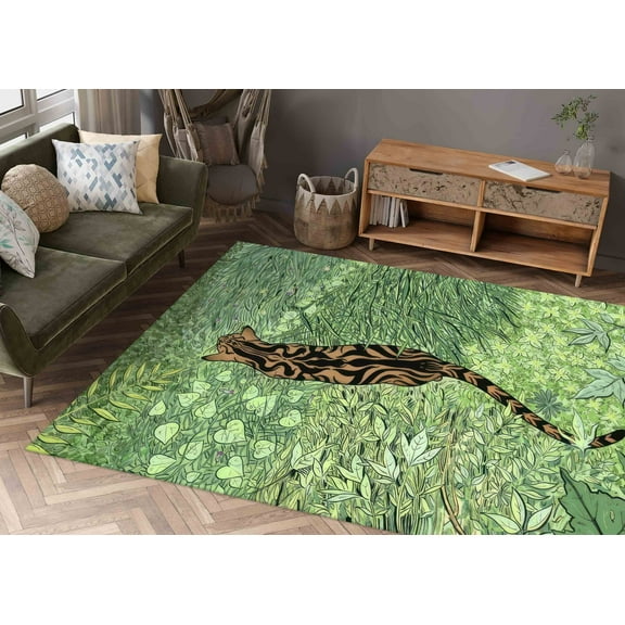 Tiger Rug, Minimal Rugs, Modern Rugs, Animal Rug, Car Mat, Customs Rug, Office Decor Rug, Bridesmaid Gift, Colorful Rug, Personalized Rug, 2.6'x9.2' - 80x280 cm