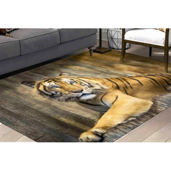 Tiger Rugs, Office Rug, Man Cave Rug, Animal Rug, Outdoor Rug, Door Mat, Pattern Rug, Personalized Gifts, Anti-Slip Carpet, Thick Rug, 2.6'x4' - 80x120 cm