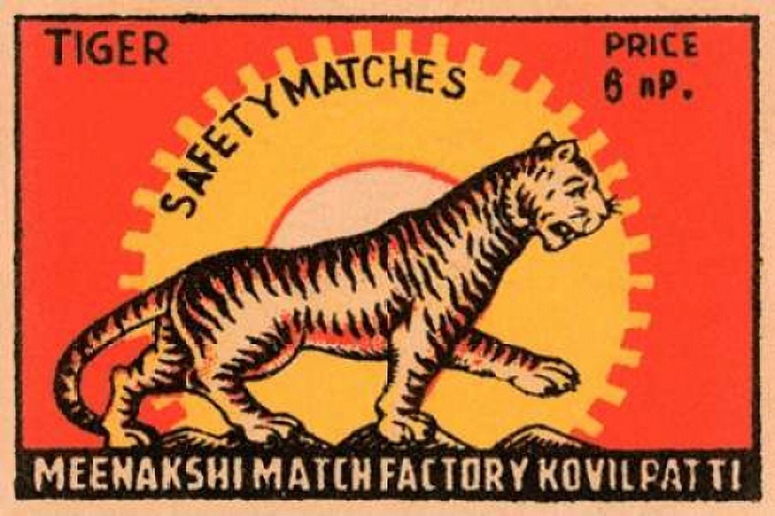 Tiger Safety Matches Canvas Art - Phillumenart (24 x 36)