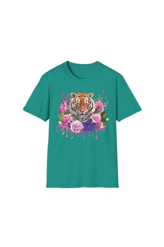 Tiger Print Shirt Unisex Animal Tee Softstyle Gildan 64000 Cotton