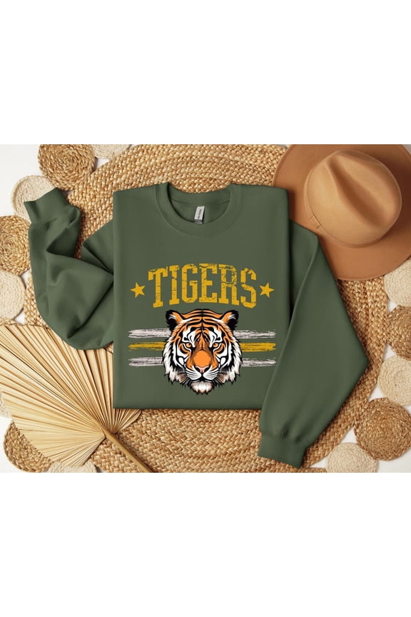 Tiger Shirt, Tiger Face Sweatshirt, Tiger Shirt, School Mascot Tshirt, Tiger School Mascot Shirt, School Team Shirt, Tiger Team Mascot Shirt Tshirt All Size S-5XL