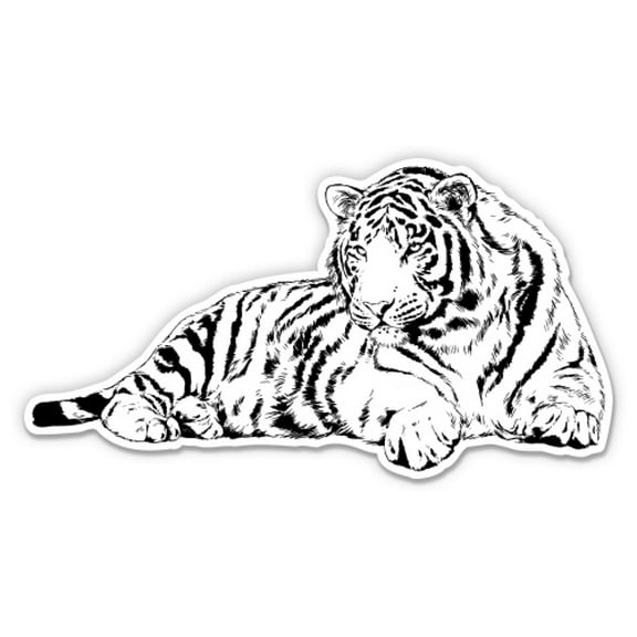Tiger Sketch - 12" Vinyl Sticker Waterproof Decal