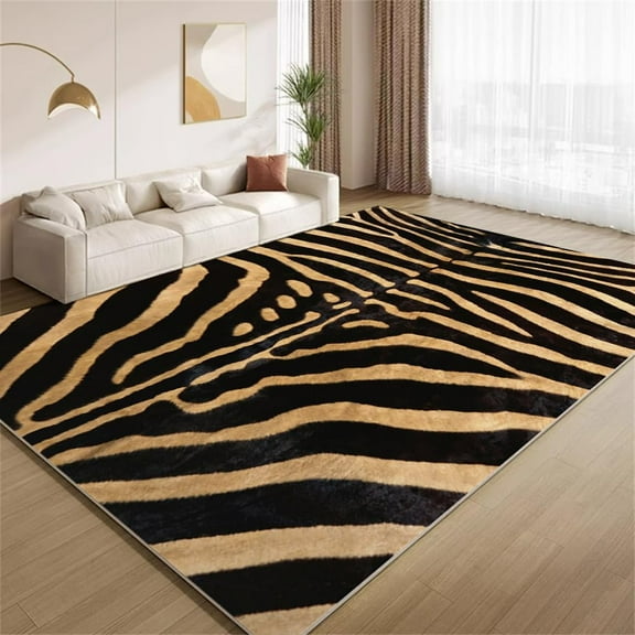 Tiger Skin Pattern Area Rugs Black Brown Stripes Rugs Ultra Soft Washable Non Slip Carpet for Bedroom Living Room Study Office Home Decor Mats 2ftx3ft