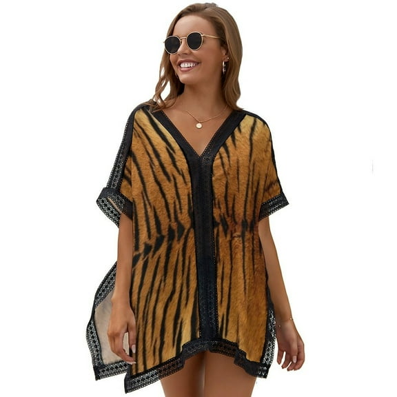 Tiger Skin Texture Women's Swimsuit Coverup Summer Beach Cover Up Bathing Suit Dress