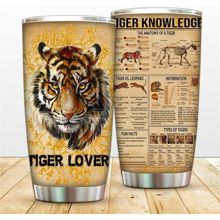 Tiger Skinny Tumbler 20 oz Stainless Steel Vacuum Insulated Double Wall  Coffee Mug Travel Tumbler with Lid and Straw,Funny Animal Cup and Thermos  for Men Tiger Lovers,To DAD Son Valentine Gifts 