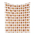 thumbnail image 1 of Tiger Soft Flannel Fleece Blanket, Repeated Rounded Forms Jungle Tiger Lion Sharp Teeth Funky Characters Face, Cozy Plush for Indoor and Outdoor Use, 50" x 60", Orange and Multicolor, by Ambesonne, 1 of 5