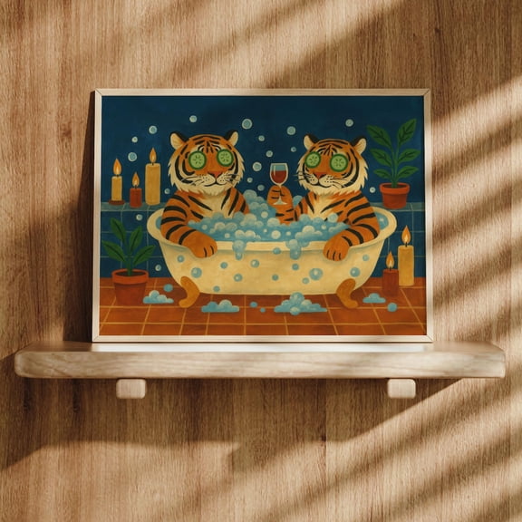 Tiger Spa Bathroom Art Gicl E With Oak Decorative Design Accent Wall Art