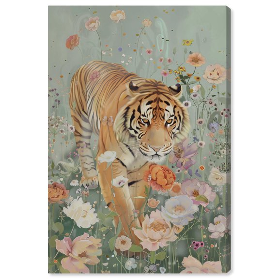 Tiger Spring Canvas Vintage Animal Art by Art Remedy, Gallery Wrapped, 16" x 24"