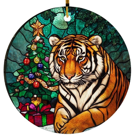 Tiger Stained Glass Ornaments, Tiger Ornament,Tiger Christmas Tree Ornament, Tiger Xmas Decorations IHmZEt
