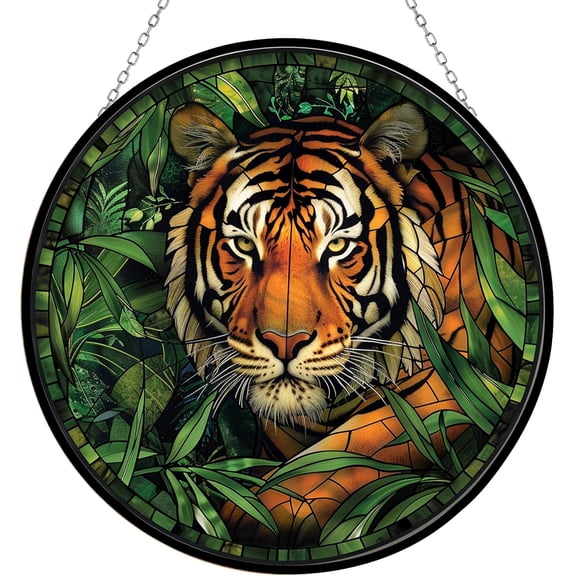 Tiger Stained Glass Window Hanging,Hummingbird Sun Catchers Indoor Window Decor,Suncatchers for Windows Hanging, Stained Glass suncatcher Gifts for Women, Christmas