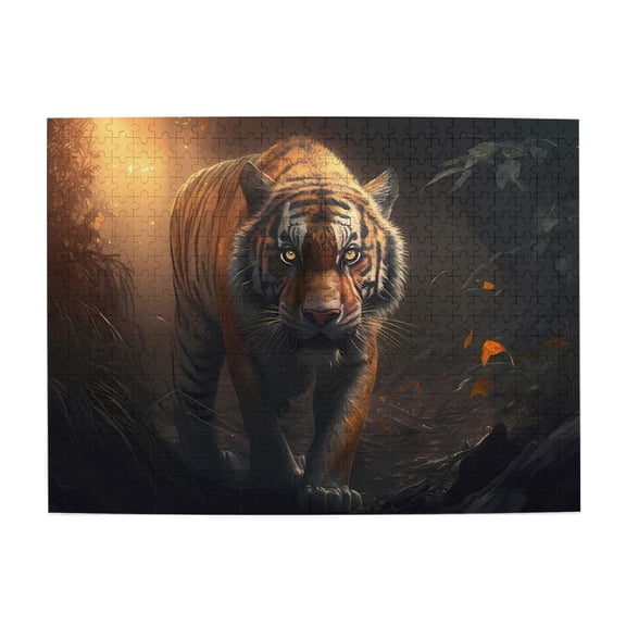 Tiger Stalking Jungle Sunlight 1000-Piece Wooden Jigsaw Puzzle for Adults, Fun & Challenging Family Game, Stylish Wall Decor & Holiday Gift