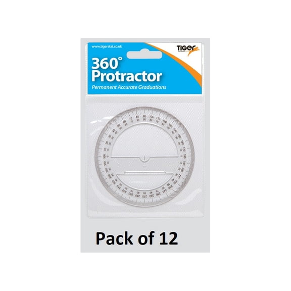 Tiger Stationery Circular Protractor (Pack of 12)