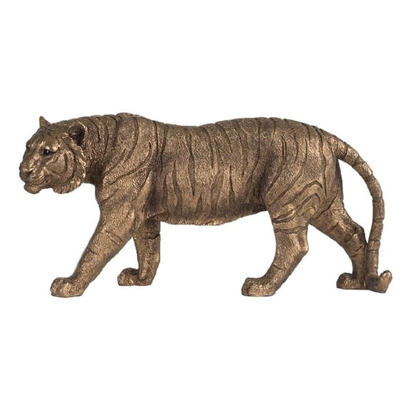 Tiger Statue Decor- Realistic 11 Inch Bronze Polyresin Sculpture