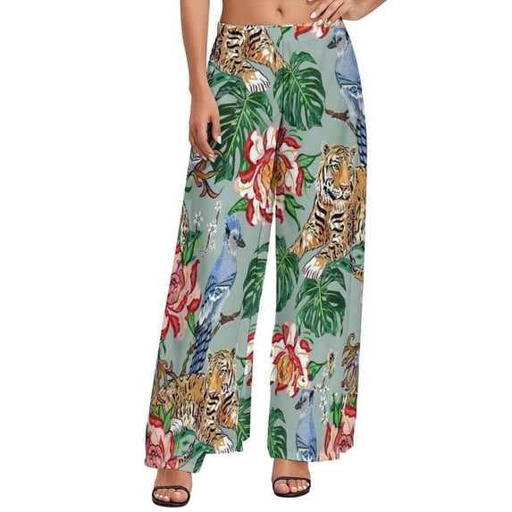 Tiger Straight Pants Modern Animal Print Sexy Wide Leg Pants Womens Big Size Streetwear Custom Trousers