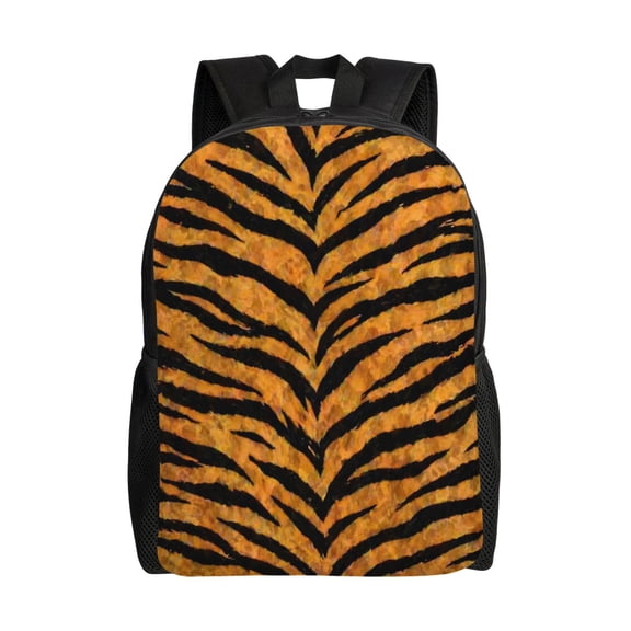 Tiger Stripe Animal Print Backpack Full Front Print Travel Laptop Bag for Men and Women
