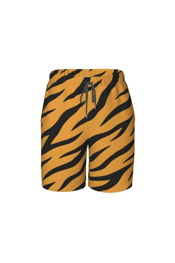 Tiger Stripe Beach Pants Lightweight Teen Shorts with Mesh Lining and Drawstring