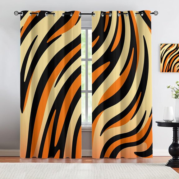 Tiger Stripe Blackout Curtains, Abstract Animal Pattern Window Drapes for Bedroom Living Room, Grommet Curtains for Kitchen Home Decor 26"W x 63"L (2 Pack)