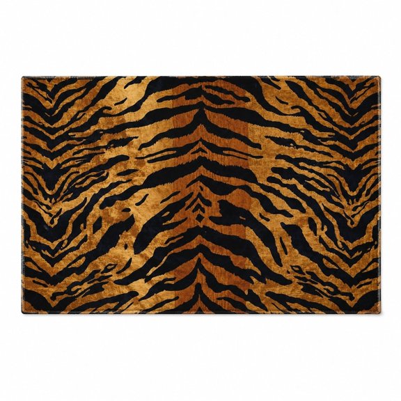 Tiger Stripe Doormat, Animal Print Entryway Mat with Non-Slip Backing