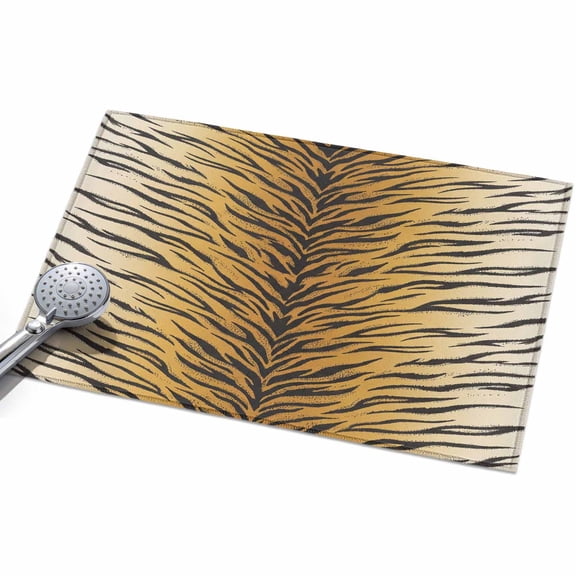 Tiger Stripe Entryway Rug 2x3ft Washable Non Slip Bathroom Rug Low Pile Soft Indoor Floor Front Door Mat Brown Animals Texture Vintage Rectangle Area Rugs Carpet for Kitchen Office Dining Room Home
