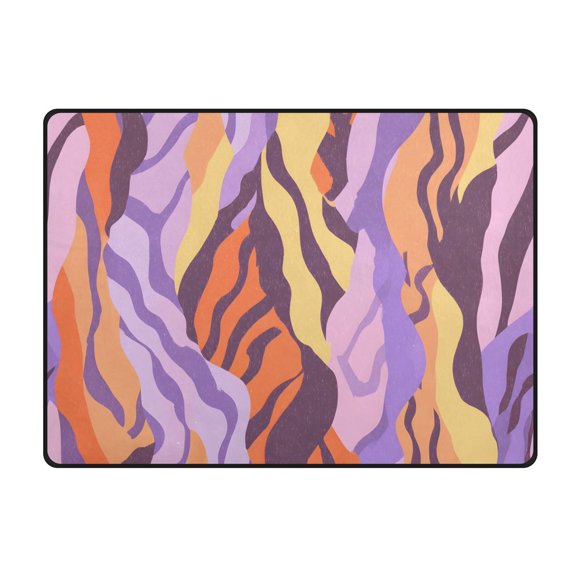 Tiger Stripe Pattern Area Rug 63x48 Inch Non Slip Absorbent Soft for Bedroom Entryway