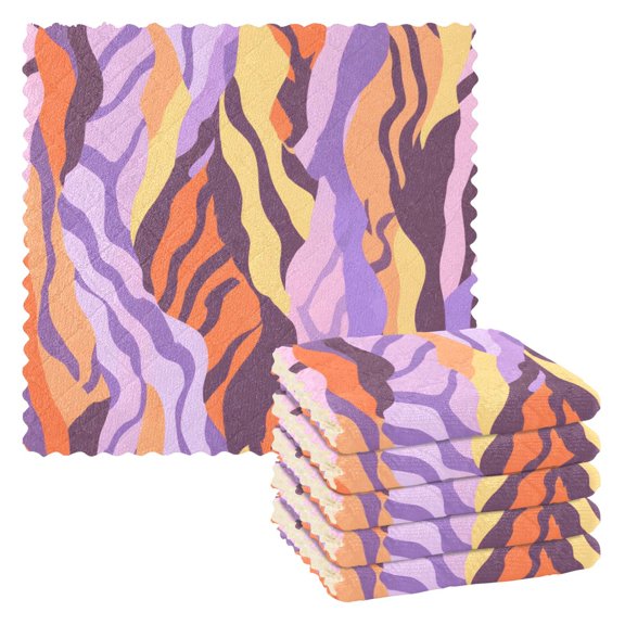 Tiger Stripe Pattern Dish Towels 6 Pack Kitchen Cleaning Dish Cloths Absorbent Reuseable Cleaning Cloths 11'' x 11''
