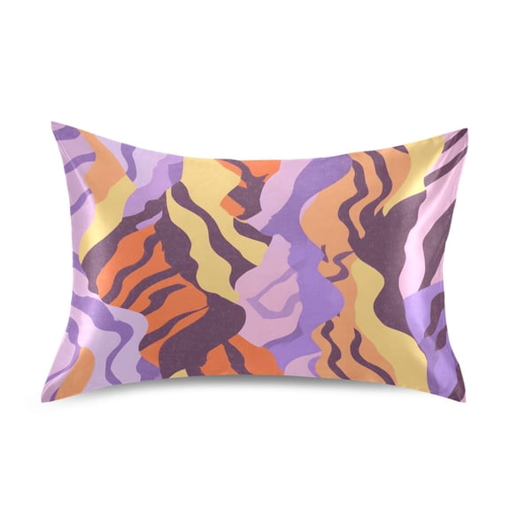 Tiger Stripe Pattern King Size Satin Pillowcase 40''x20'' Double-Sided Print Soft Wrinkle Resistant