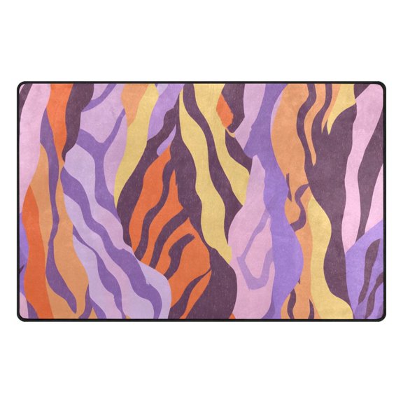 Tiger Stripe Pattern Memory Foam Area Rug 60"x39" Non Slip, Absorbent, Fade Proof for Living Room, Bedroom, Office