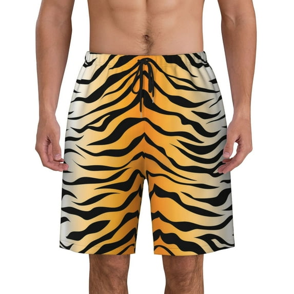 Tiger Stripe Pattern Men'S Beach Pants Quick Dry Short Swim Trunks With With Pockets And Mesh Lining Swimwear Beach Bathing Shorts Xx-Large