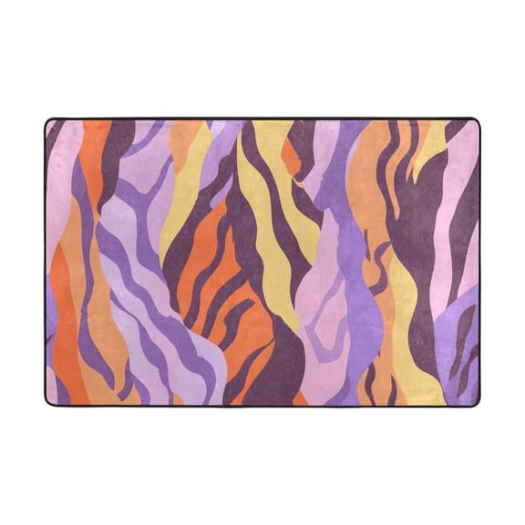 Tiger Stripe Pattern Rug 36x24in Memory Foam Absorbent Non Slip Plush for Bathroom Kitchen Entryway