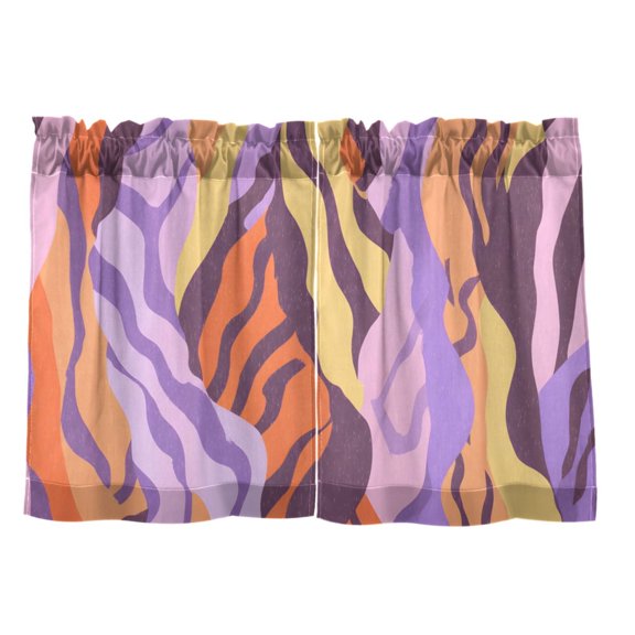 Tiger Stripe Pattern Tier Curtain Set of 2 Kitchen Curtains 27x36 Inch Privacy Semi Sheer
