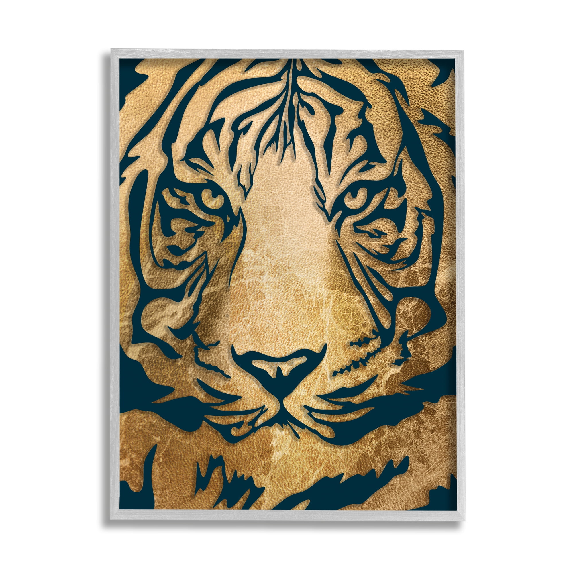 Stupell Industries Tiger Stripe Portrait Distressed Fabric Pattern,11 x 14,Designed by Daphne Polselli