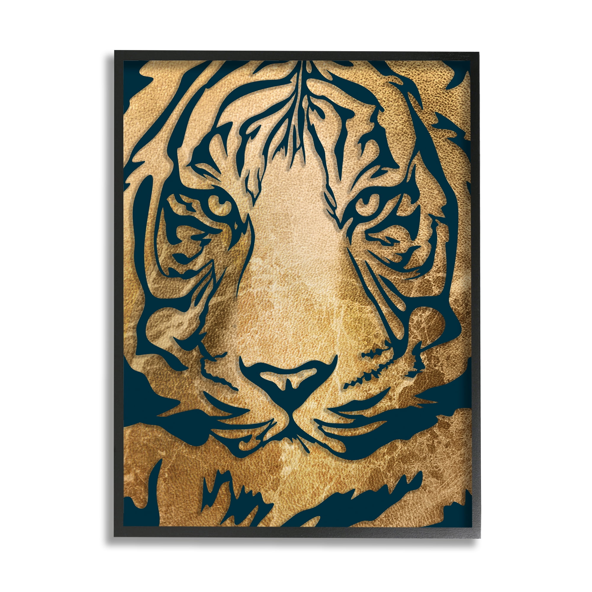 Tiger Stripe Portrait Distressed Fabric Pattern 24 in x 30 in Framed Painting Art Print, by Stupell Home Décor