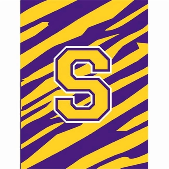Tiger Stripe Purple Gold Letter S Monogram Initial Flag House Size