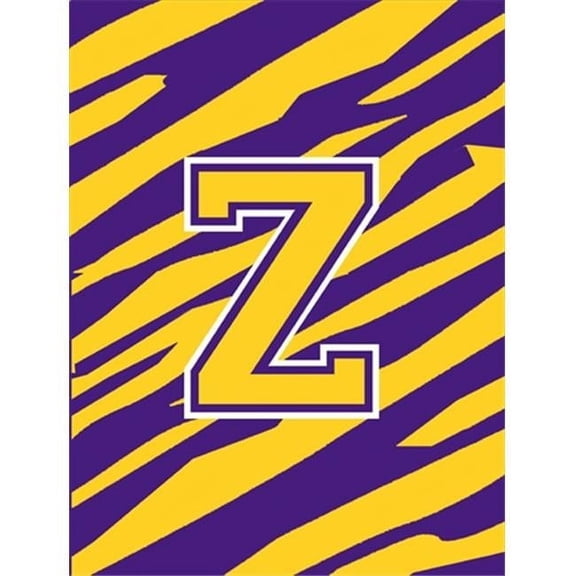 Tiger Stripe Purple Gold Letter Z Monogram Initial Flag Canvas House Size