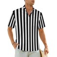 thumbnail image 1 of Tiger Stripe Striped Beach Shirt Green Black Lines Hawaii Casual Shirts Man Elegant Blouse, 1 of 5