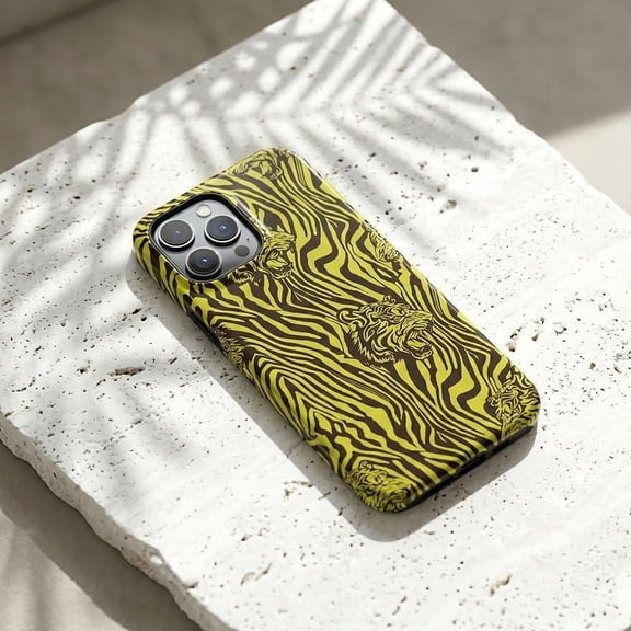 Tiger Stripe Tough Phone Case for Apple iPhone, Dual-Layer Glossy Protective Cover