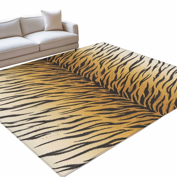Tiger Stripes Area Rugs 5x7ft Modern Themed Tropical Animals Texture Floor Rug&nbsp;Non Slip Low Pile Ultra Soft Throw Carpet for Entryway Indoor Entrance Kitchen Bathroom