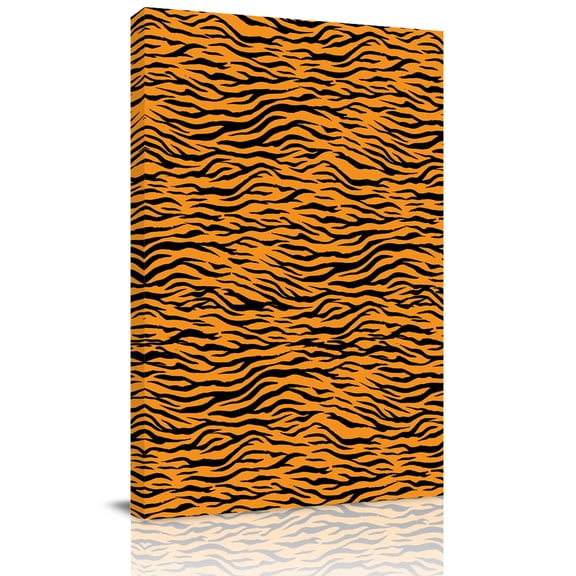 Tiger Stripes Canvas Wall Art for Living Room, Orange Color Blocks Animals Pattern Abstract Wall Decor Framed Artwork Pictures Ready to Hang for Bedroom Office Home Decor