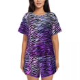 thumbnail image 1 of Tiger Stripes Fur Pajamas Metallic Animal Print Short Sleeves Fashion Pajamas Set Two Piece Home Spring Nightwear Gift Idea, 1 of 5