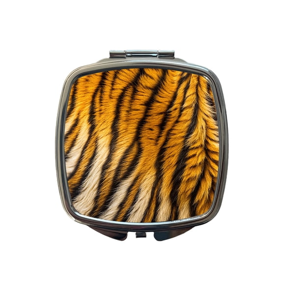 Tiger Stripes Fur Pattern Travel Makeup Handbag Purse Small Pocket Compact Mirror