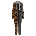 thumbnail image 1 of Tiger Stripes Furry Seamless Texture Unisex Adult Onesie Pajamas with Pockets for Women Men Hooded Loungewear, 1 of 8