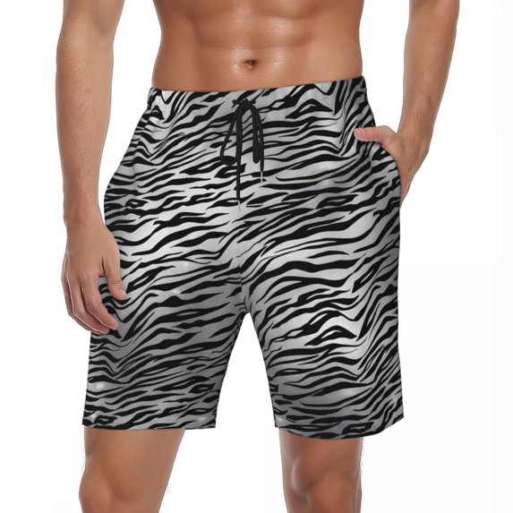 Tiger Stripes Gym Shorts Summer Two T Print Stylish Beach Shorts Man Running Surf Quick Dry Pattern Swimming Trunks