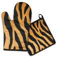 thumbnail image 1 of Tiger Stripes Kitchen Oven Mitt and Pot Holder Sets 2 Pcs for Baking, Cooking and Grilling, Heat Resistant Up To 392 °F, 1 of 7