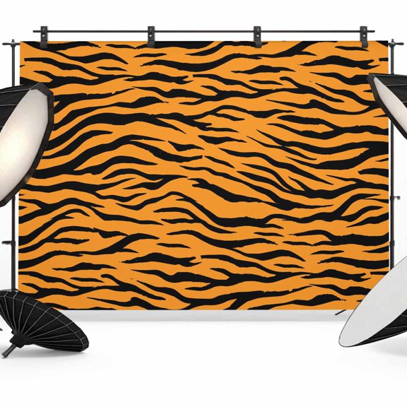 Tiger Stripes Photography Backdrop 7x5FT, Orange Color Blocks Animals Pattern Abstract Photo Backdrops, Background for Photography Studio Photo Studio Background, Back Drop for Photoshoot