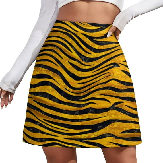 Tiger Stripes Skirt Abstract Line Print Modern Mini Skirts Summer High-waisted Graphic Aes