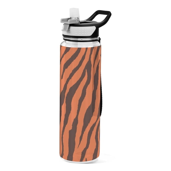 Tiger Stripes Sport Water Bottle Tritan with Straw 1000ml Portable for Outdoor Daily Use